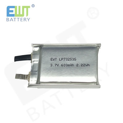acheter Performance durable batterie rechargeable au lithium polymère LP702535 3.7V 600mAh avec support OEM Odm et protection contre les décharges fabrication en ligne