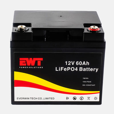 Balck 12V 60Ah LFP batterie au lithium fer phosphate pour le remplacement du système d'énergie solaire