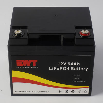 Longue durée de vie 12V 54AH LFP batterie LiFePo4 pour le système solaire