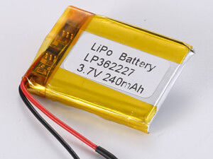 LP362227 3.7V 240mAh batterie au lithium polymère à haute densité d'énergie 150-200 Wh/kg et courant de décharge maximal 0,35A