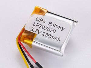 LP702020 3,7V 230MAH batterie au lithium polymère avec type de stockage Pcm -10C -65C