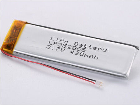 LP352065 3,7V 420MAH batterie au lithium polymère avec 50 mm de fil rouge et noir certifié ROHS 12 mois de garantie