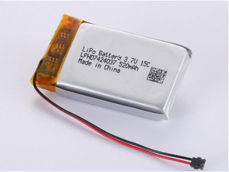 Batterie polymère au lithium argenté LPHD7424037 3,7V 520MAH avec protection contre les PCB