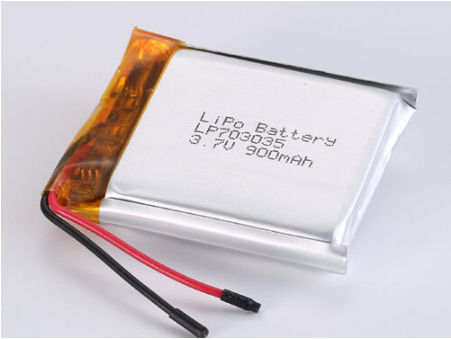 LP703035 3.7V 900MAH batterie au lithium polymère avec circuit protégé et température de décharge de -20°C à 60°C