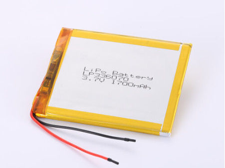 Composition chimique Batterie au lithium polymère LP336070 3.7V 1700MAH avec protection contre la surcharge et taux de décharge élevé