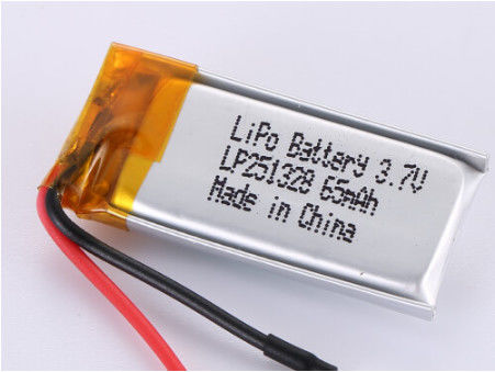 LP251328 3,7V 65MAH Batterie Li-Ion Fabricants avec des caractéristiques de sécurité PCB de protection contre le court-circuit et une tension ouverte