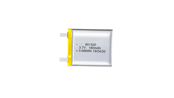 801520 3,7 V 180 MAH Piles polymères au lithium à haute densité d'énergie et 300 cycles de recharge